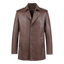 Shepherd Light Lavish OSTRAICH-Imported Ostrich Leather Leather Leather Clothing Men 24K-Gold Buttoned Leather Suit Jacket Jacket