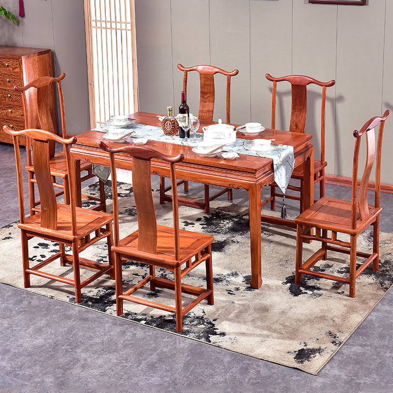 Redwood furniture large fruit sandal dining table household small household new Chinese solid wood table chair modern minimal household