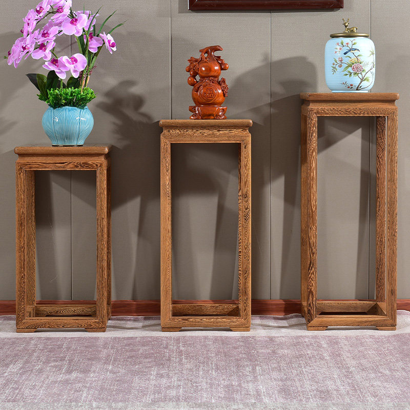 Red Wood Flower Racks New Chinese Living Room Solid Wood Bonsai Shelving Chicken Wings Wood Flowers Several Flower Pots Shelf Square Fish Tank Racks