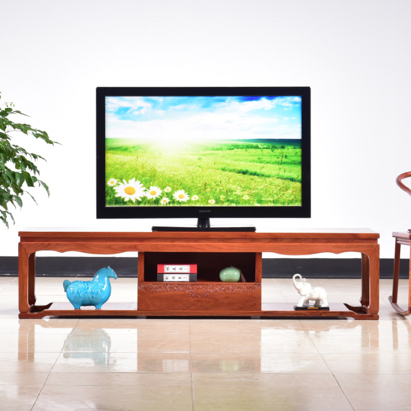 Red Wood Furniture Myanmar Flowers Pear Wood New Chinese Solid Wood TV Cabinet Living-room TV Cabinet Ground Cabinet Shorter Cabinet