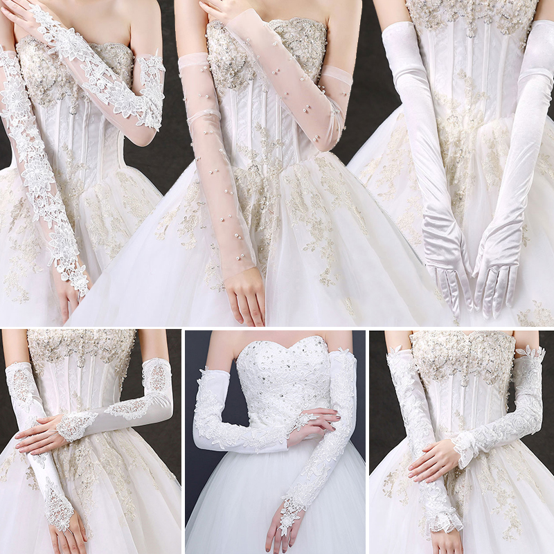 White wedding dresses lace lace lace long style satin winter ultra-immortals mean bridal gown wedding gown thickened handcuff-Taobao
