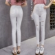 2020 mới lỗ quần legging nữ quần mỏng phần mùa xuân và mùa thu mặc quần dài màu đen mỏng và linh hoạt - Quần tây thường