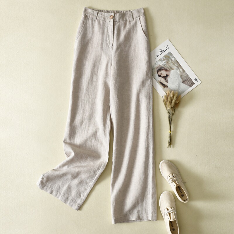 Wide leg pants women's high waist 2021 new summer thin section loose all-match drape cotton and linen pants women's casual trousers