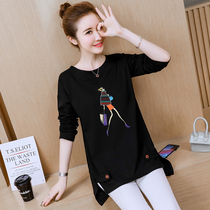 Fat mm long sleeve T-shirt women spring and autumn 2022 large size womens long top foreign atmosphere loose belly belly base shirt