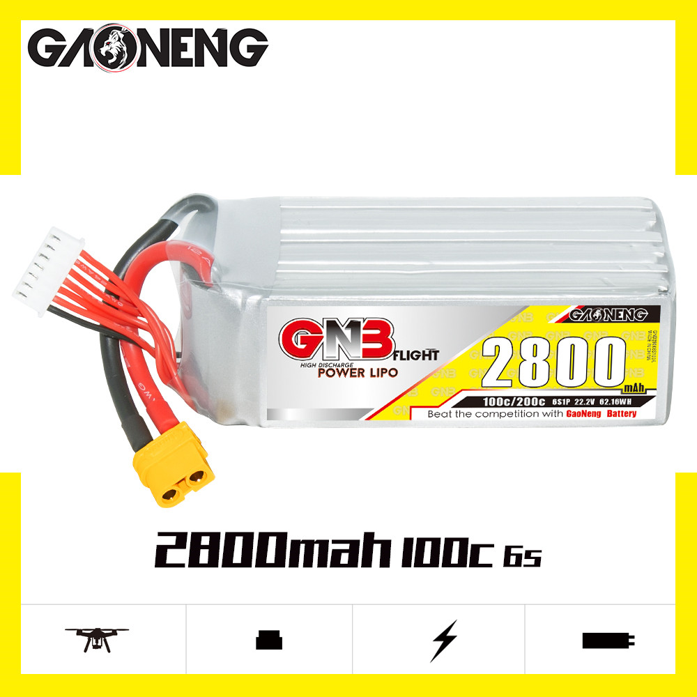 GNB high energy 2800mAh 6S 22.2 V 100C модель дистанционного управления с фиксированным крылом, полимерно-литиевая батарея FPV Изображение 1