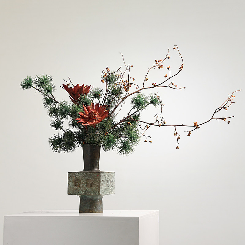 Japan Import Reflux Copperware Vase Zen-style architecture flower arrangement Dried Flowers Emulation Floral Furnishing Floral Ware-Taobao