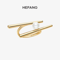 HEFANG He Fang jewelry mini chopsticks ring 925 silver design sense light luxury imitation pearl open ring