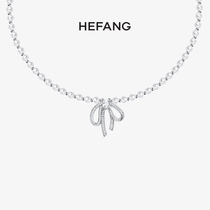 HEFANG He Fang Jewelry Elizabeth Necklace Bow Pendant Wedding Light Luxury choker Neck Chain Jewelry