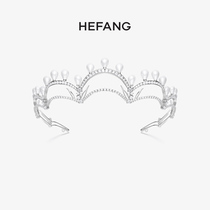 HEFANG He Fang jewelry Jade cold Crown Crown 925 sterling silver women Crown wedding dress headwear custom