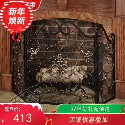 Popular wrought iron folding mobile shelf Fujian European fireproof three-fold fireplace partition screen customization