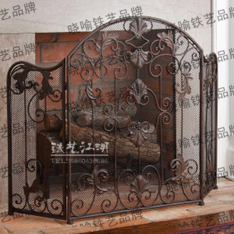 Popularity Iron Art Fujian Province New White Black Fireplace Partition Eu Style Retro Made Old Fire Safety Net Front Screen