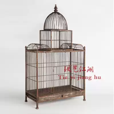 Wrought iron metal antique table bird cage European building stable new American country pure handmade