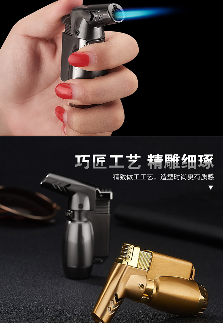 Sáng tạo nhẹ hơn bơm hơi kim loại xì gà moxa súng phun thuốc lá cá tính bật lửa thẳng vào ngọn lửa khí màu xanh - Bật lửa bật lửa zorro