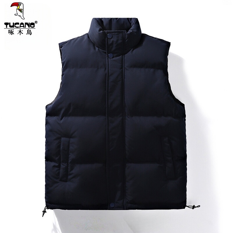 Woodpecker Cotton Vest for Men and Women, Autumn and Winter Thickened Warm Jacket Vest, Loose Stand-Up Collar Vest Coat for Spring