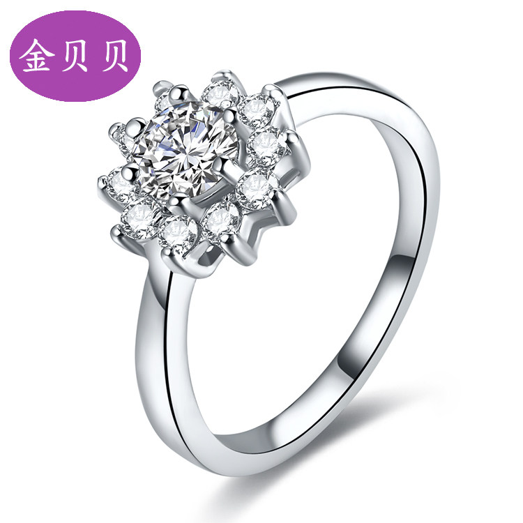 Electrocution diamond ring wedding courting wedding ring group inlaid 1 carat effect diamond female ring white 18k gold
