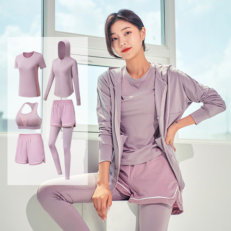 Sports Suit Women's Summer Net Red Loose Casual Display Slim Fashion Speed Dry Clothes Fitness Room Yoga women's five sets