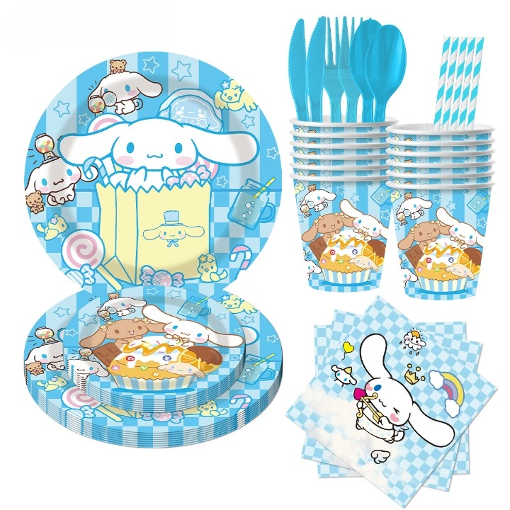 Barbie Tree Jade Dog Theme Birthday Party Decoration Tableware Paper Plate Paper Cup Tissue Disposable Tableware Set