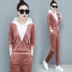 Sportswear bộ mùa xuân và mùa thu của phụ nữ 2019 mới của Hàn Quốc phiên bản của loose-fitting thời trang giản dị của phụ nữ quần áo cỡ lớn hai mảnh bộ triều loose-fitting 