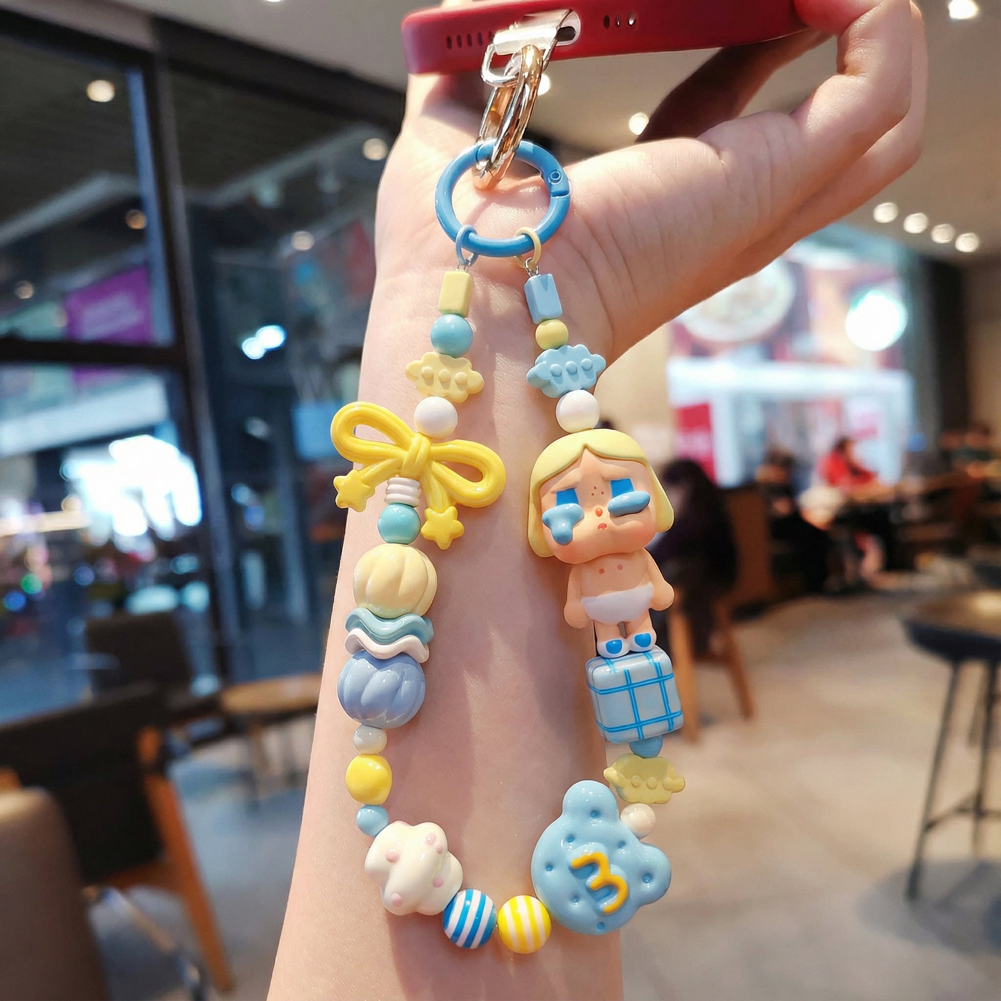 Pop Mart Cute Crying Doll Fan Art - Customizable Doll Phone Chain Keychain Pendant - A Cute Gift for Girls and Best Friends
