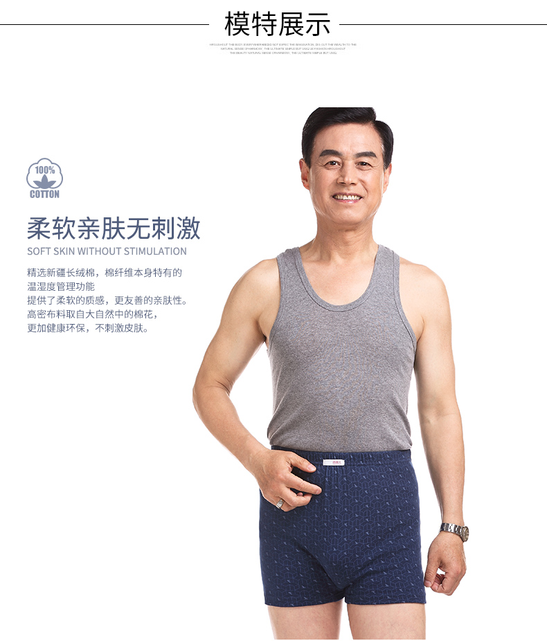 Nam Cực đồ lót nam trung niên boyshort cha già cotton lỏng eo cao XL quần short đầu quan lot giay