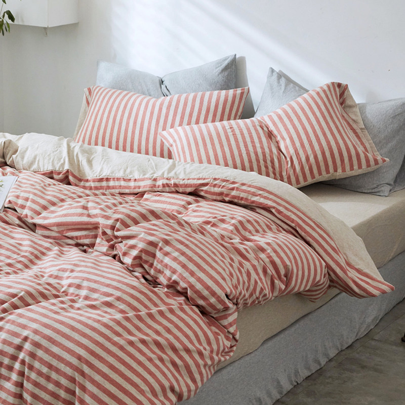 100% cotton Tianzhu cotton knitted cotton four-piece set of pure cotton striped bedspread bed bag group naked sleeping simple infant children baby