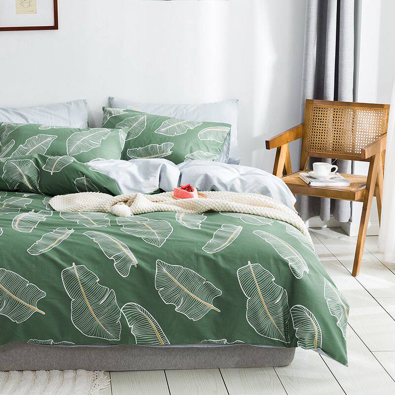 Nordic in wind cotton small fresh banana leaf four pieces of girls and boys single double 1 8m2m bed
