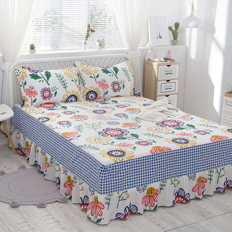 Customized cotton bed skirt single cotton bedspread 1×1.2×1.35× 1.5m1.8m 2× 2.2m