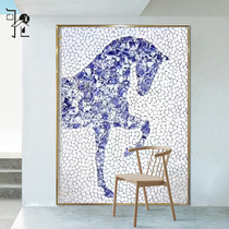 Green Flowers Porcelain Ceramic Mosaic puzzle Art Xuanguan Living room Restaurant sofa Puzzle Tiles Background Wall Decoration Painting