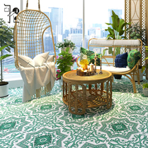 Nordic Green Toilet Bathroom Floor floor Kitchen Balcony Kitchen balcony Balcony Wash with Flake Pattern Background Wall Tiles