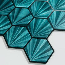 Mosaic Wall Sticker Self-Sticking Metal Wire Drawing Hexagonal Kitchen Dining Room Washbasin KTV Background Wall Trim