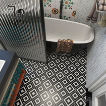 Nordic black and white geometric washroom tile small flower brick retro bathroom toilet kitchen Balcony Wall Ground Brick Flower pieces