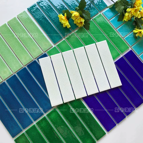 Длинная полоса керамическая мозаичная плитка ретро зеленый ледяной треск на стенах ванная плитка синяя полоса