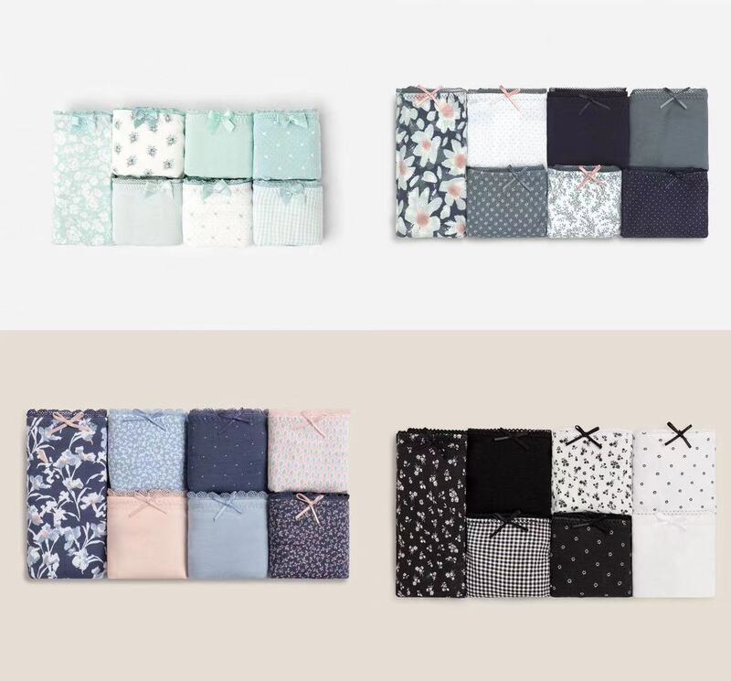 Oysho Underwear 7-Pack Macaron Bow Milk Silk Material Low-Waist Comfortable Briefs Sexy Lace Trim Oysho Underwear 7-Pack Macaron Bow Milk Silk Material Low-Waist Comfortable Briefs Sexy Lace Trim