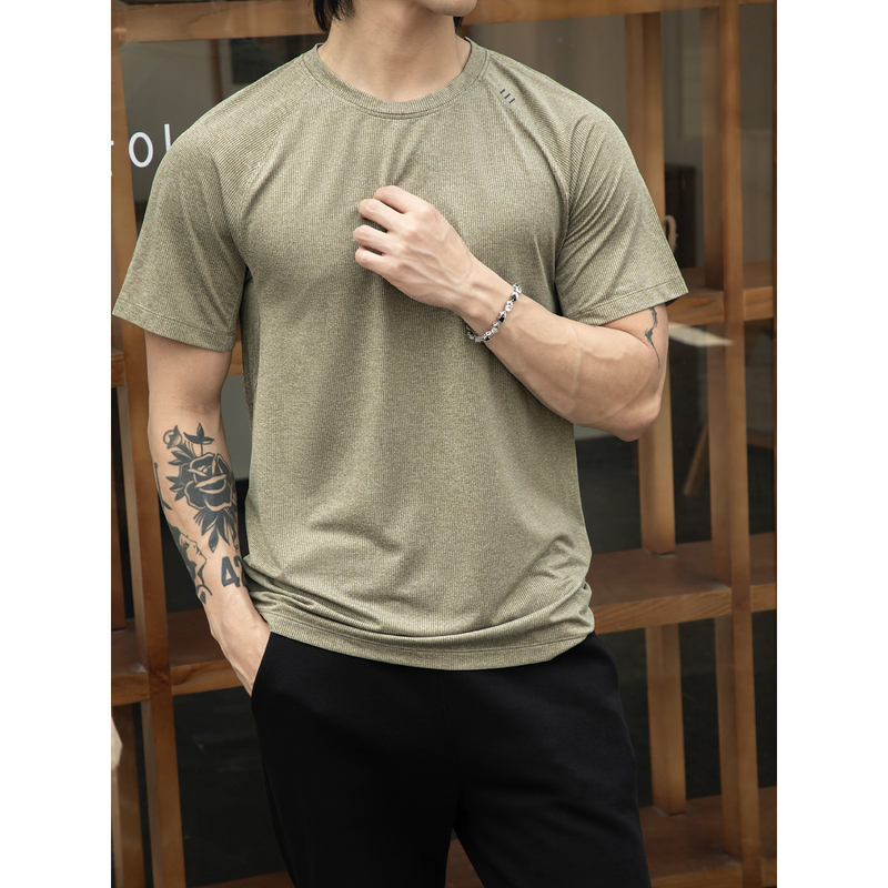 Micro Pore Breathable Mesh Cool Quick-Drying T-Shirt with Raglan Sleeves, Functional Color-Blocking Sports Fitness Short-Sleeve for Men