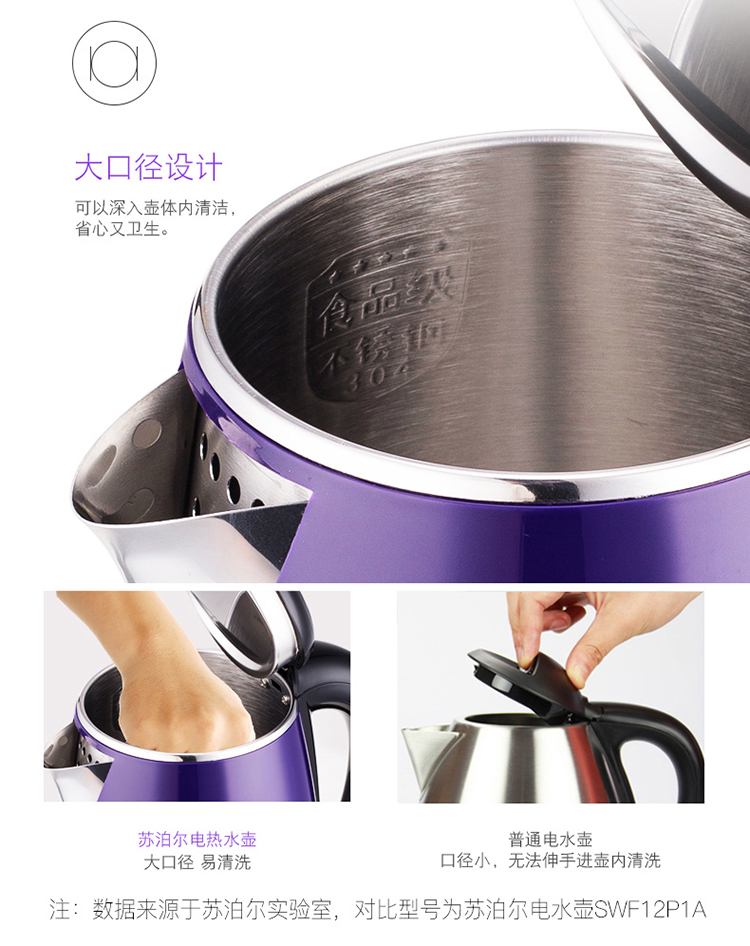 SUPOR / Supor SWF17E18A ấm đun nước điện gia dụng cách nhiệt 304 không gỉ công suất lớn - ấm đun nước điện ấm siêu tốc
