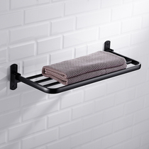 Nordic Bathrooms Racks Space Aluminum Free of perforated Towel Racks Black Invisible Toilet Folding Bath Towels