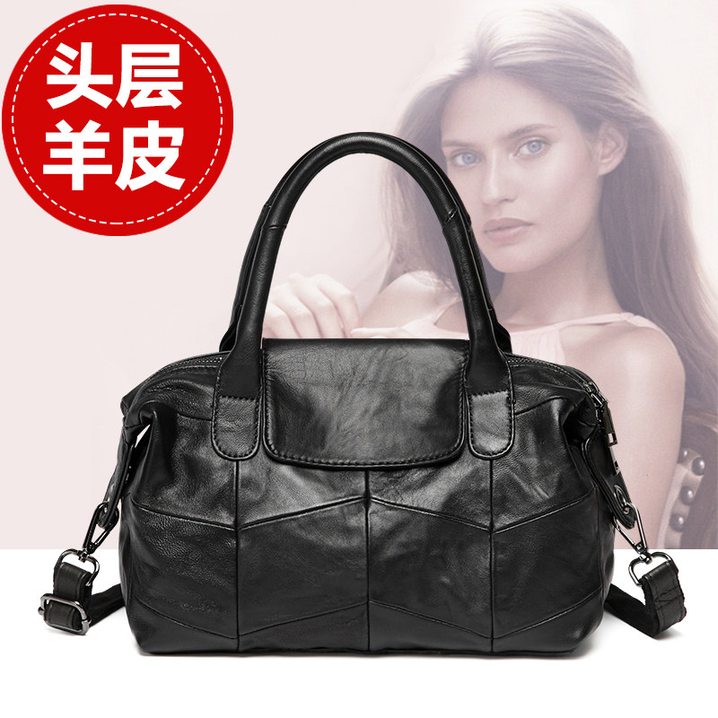 2020 new splicing personalized women's bag sheepskin simple shoulder handbag soft leather fashion all-match pillow small bag