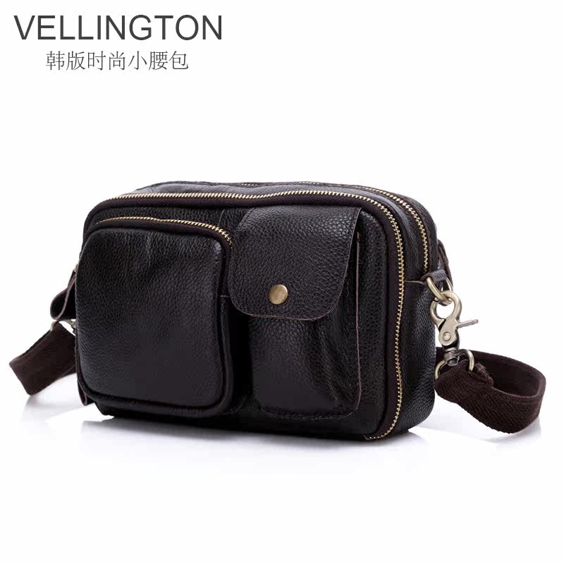 First layer cowhide multifunctional genuine leather messenger bag waist bag