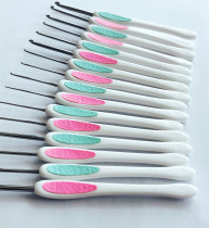 Shanghai brand crochet white handle stainless steel hand polished replaceable slip pad soft handle Crochet sweater hook needle