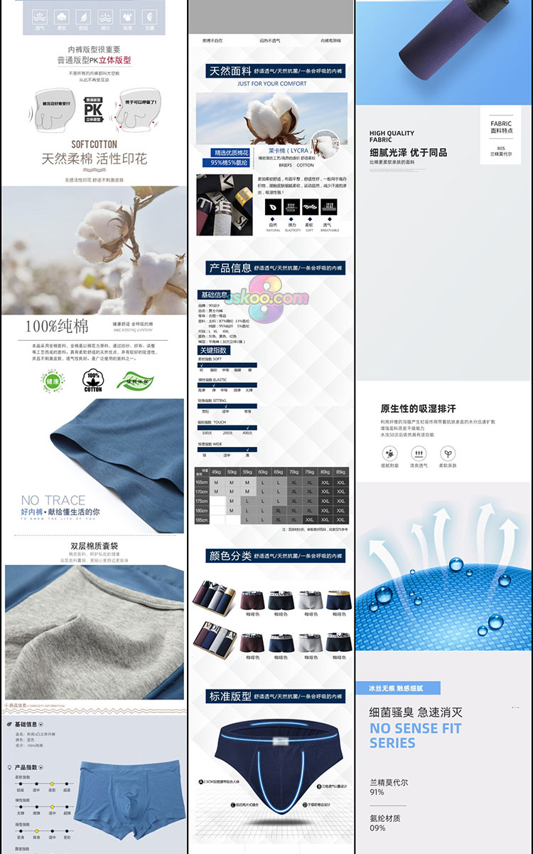 天猫淘宝男人男士内裤电商宝贝详情页模板PSD分层设计模版素材插图5