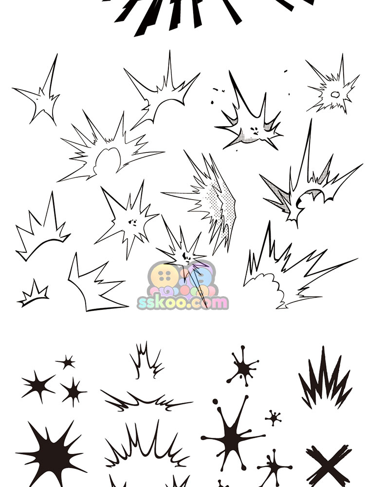 日式手绘漫画特效气泡对话框音效爆炸图案AI矢量PNG免扣设计素材插图15