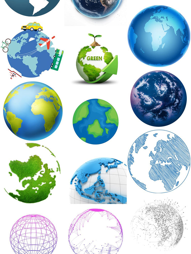 创意手绘地球星球PNG免抠元素透明背景图片PS平面设计装饰素材插图3