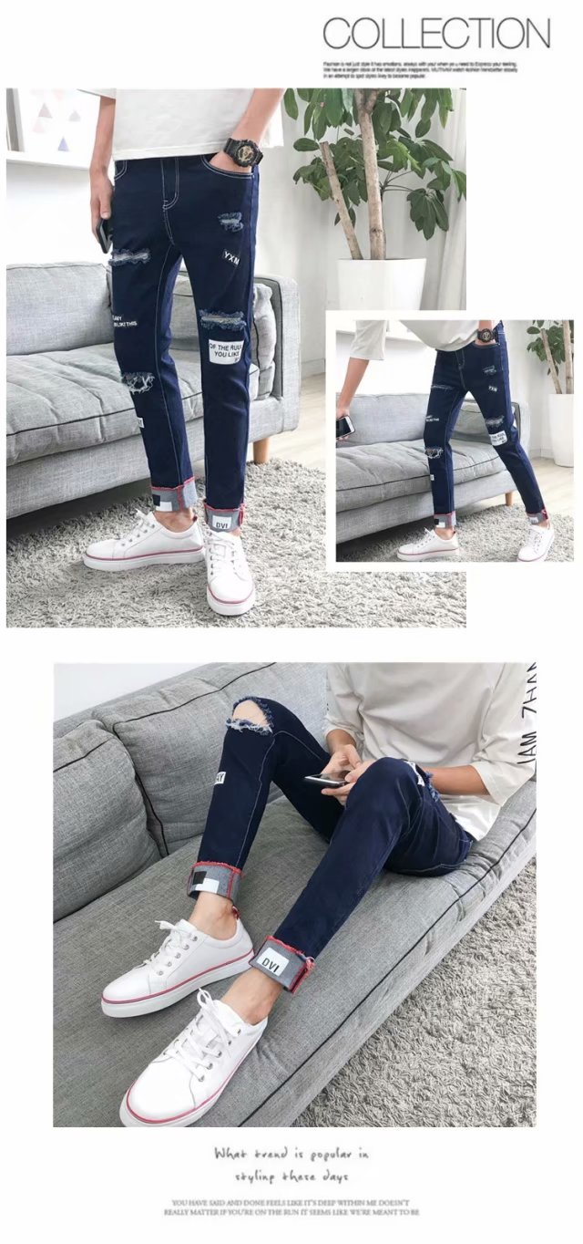 Mua một gửi tất cả các ống căng jeans nam mùa xuân và mùa thu mùa hè trung niên cao eo sâu người đàn ông giản dị của quần phần mỏng lỏng