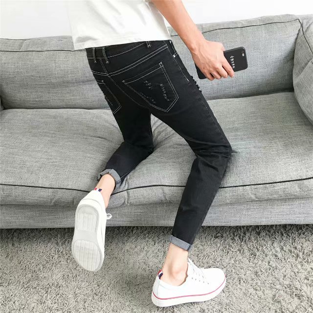 Mua một gửi tất cả các ống căng jeans nam mùa xuân và mùa thu mùa hè trung niên cao eo sâu người đàn ông giản dị của quần phần mỏng lỏng