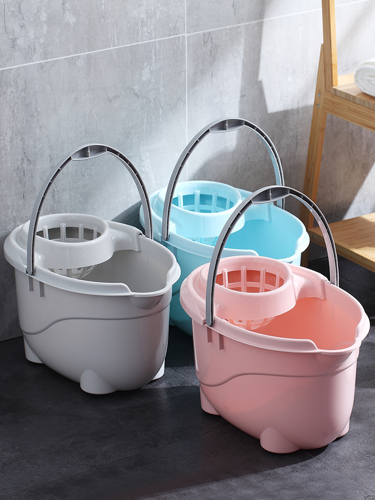 Home Old Mound Bucket Manual Squeeze Bucket Hand Pressed Ground Mop Bucket Mopping Mop Bucket Plastic Swivel Wringing Water Single Barrel