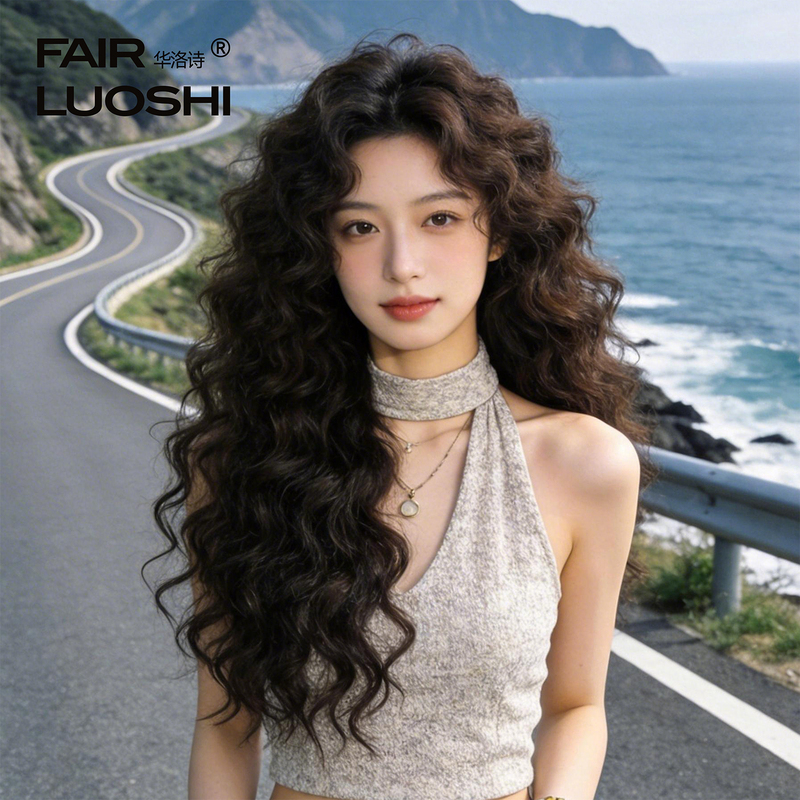 Wool Curly Wig for Women, Full Headpiece, Real Hair, Retro Long Curly Hair, Fluffy, Natural, Invisible, High-End Wig Set Wool Curly Wig for Women, Full Headpiece, Real Hair, Retro Long Curly Hair, Fluffy, Natural, Invisible, High-End Wig Set
