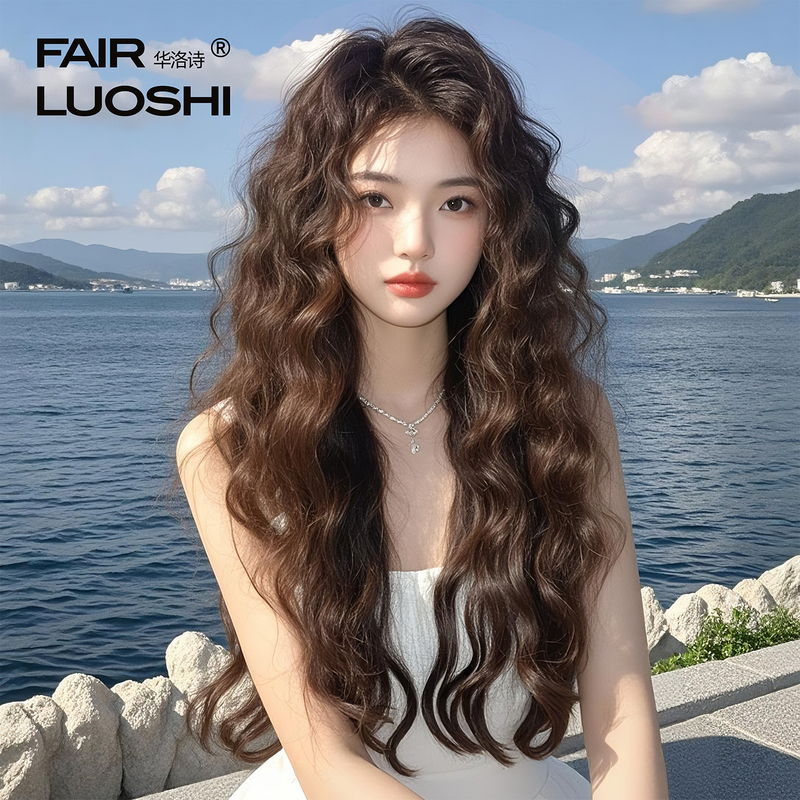 Wool Curly Wig for Women, Real Hair Full Headpiece, Long Curly Hair, Seamless Invisible Needle Lace, Everyday Full Headpiece Wool Curly Wig for Women, Real Hair Full Headpiece, Long Curly Hair, Seamless Invisible Needle Lace, Everyday Full Headpiece