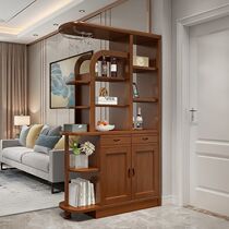 Chinese Solid Wood Room Hall Cabinet Xuan Guan Cabinet Modern Wine Cabinet Combined Economy Type Wine Rack Rubber Wood High-quality Lockers