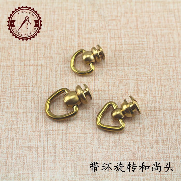 Pure copper monk head rotating monk head leather belt ring monk head handmade DIY leather bags hardware accessories