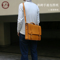 diy handmade leather version drawing briefcase out of bag shoulder bag making drawing leather bag making paper